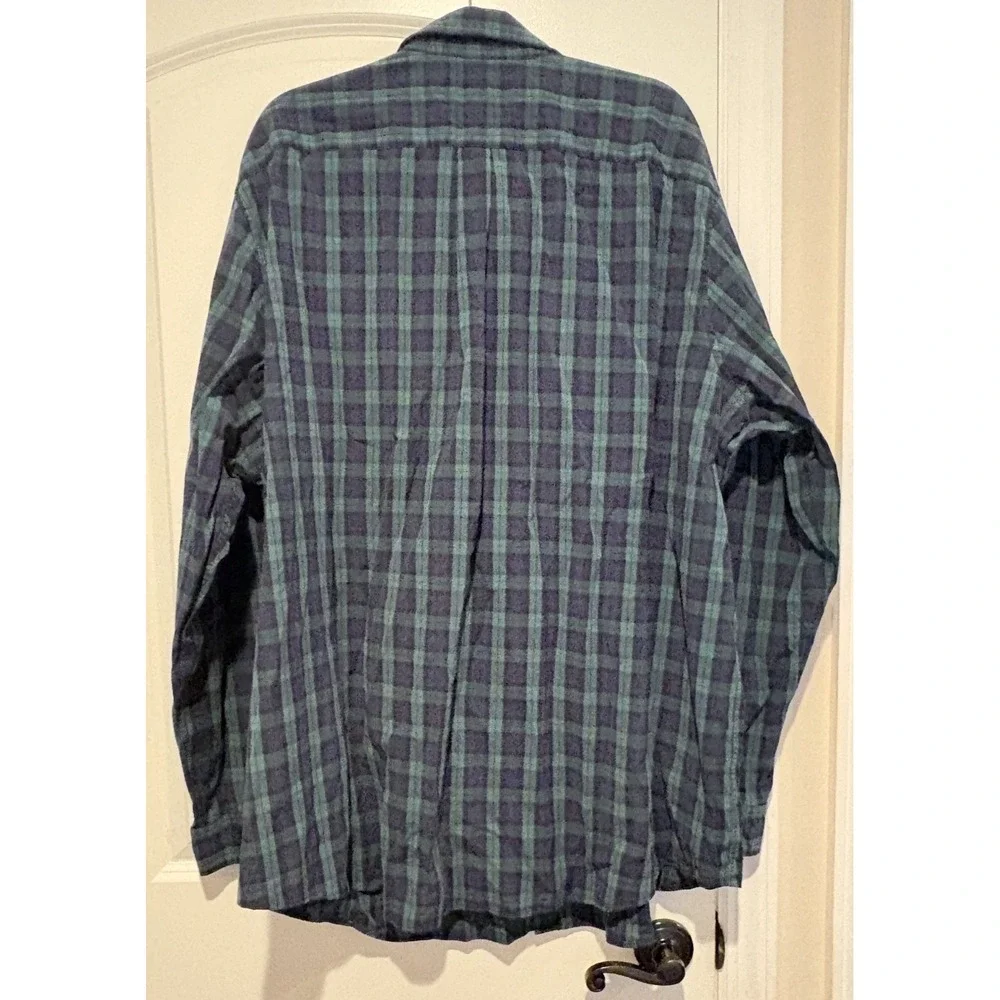 Vineyard Vines Plaid Flannel Button Down Shirt Long Sleeve Size 3XT Blue/Green
